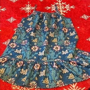Floral Blue Sleeveless Dress